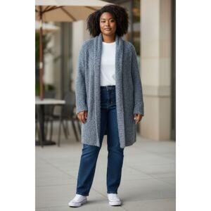 Soft Surroundings Newfoundland soft eyelash Cardigan Sweater Blue Size XL